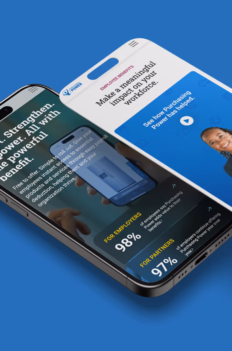 Purchasing Power website shown on two phones