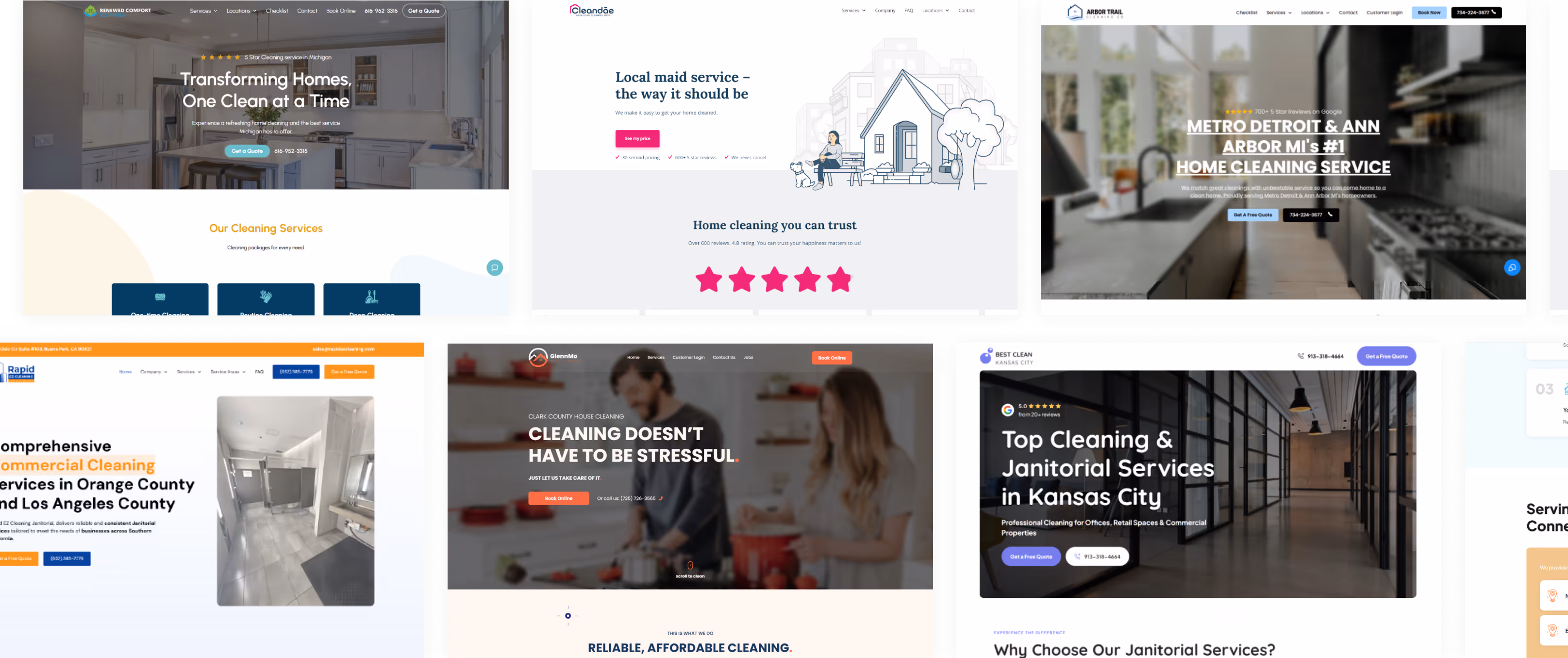 A slider of cleaning business website designed by Blue Collar Builds