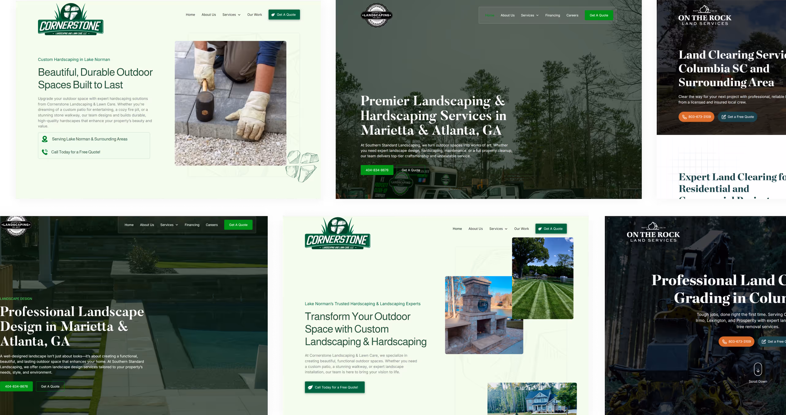 A slider of landscaping business website designed by Blue Collar Builds