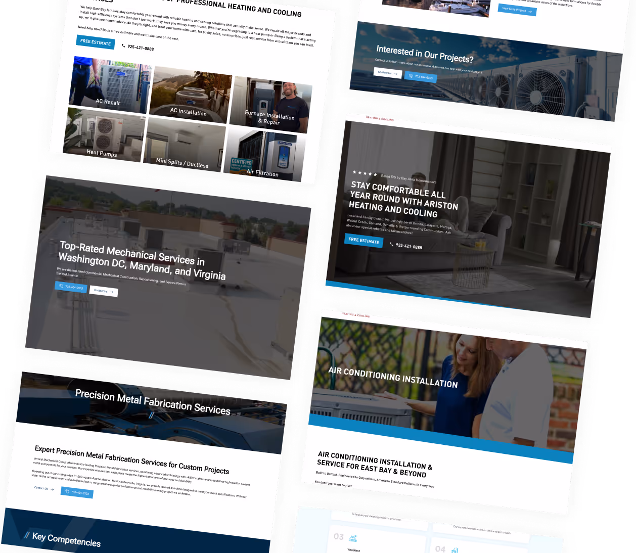A slider of HVAC business website designed by Blue Collar Builds