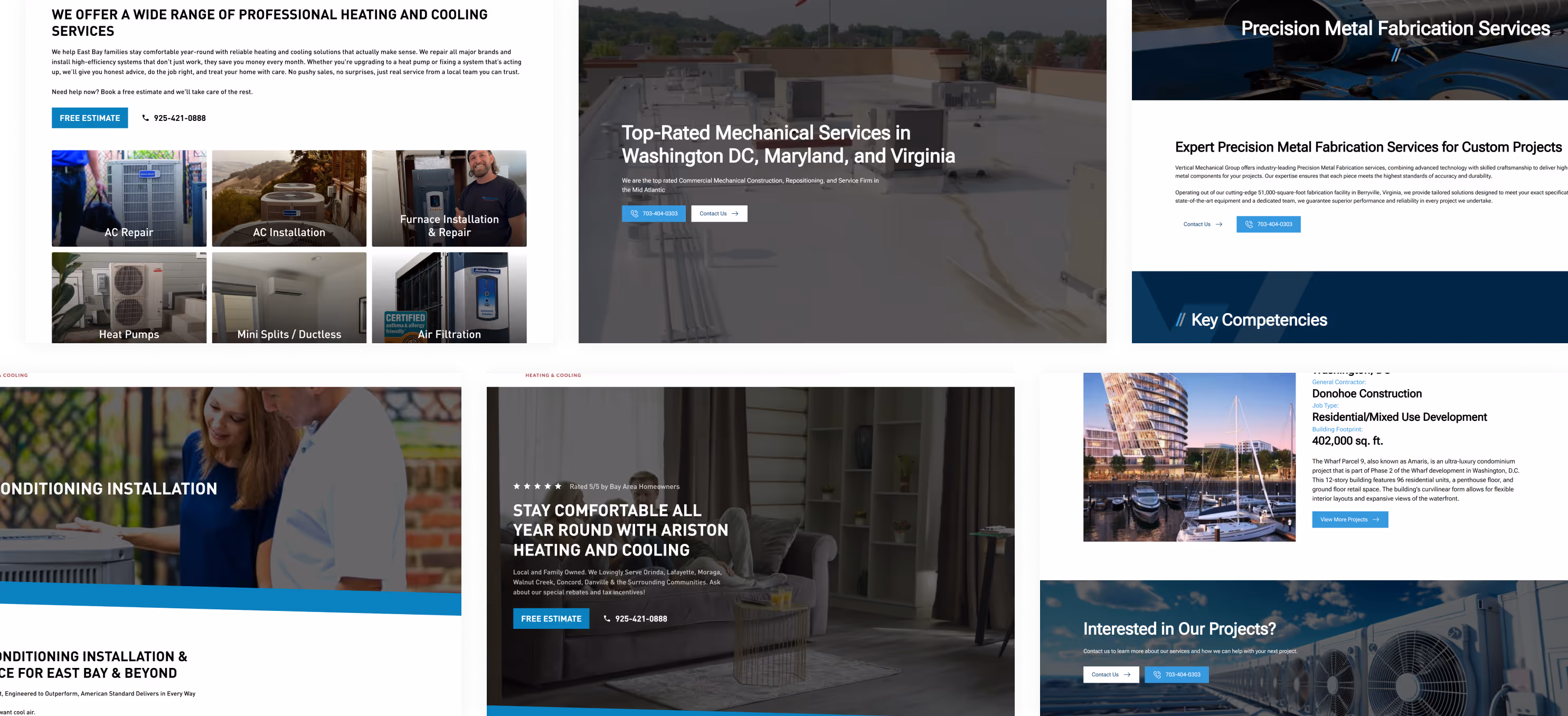 A slider of HVAC business website designed by Blue Collar Builds