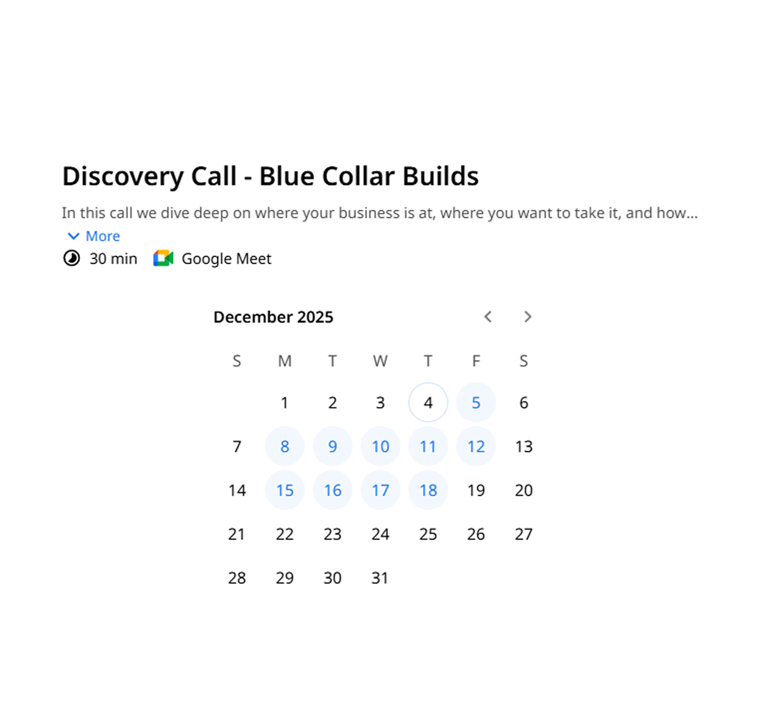 Blue Collar Builds calendly