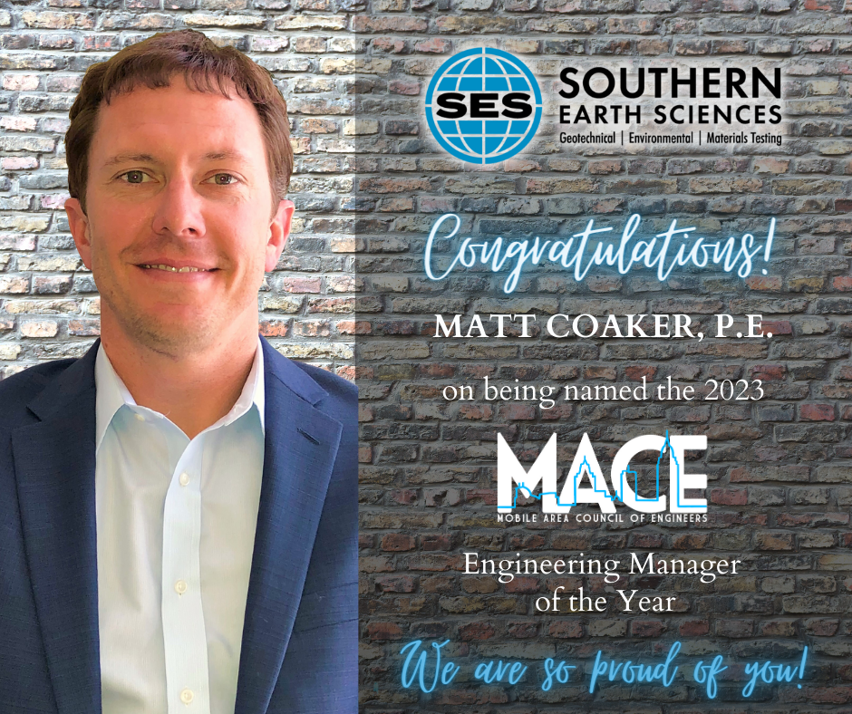 Matt Coaker, P.E., named 2023 MACE Engineering Manager of the Year