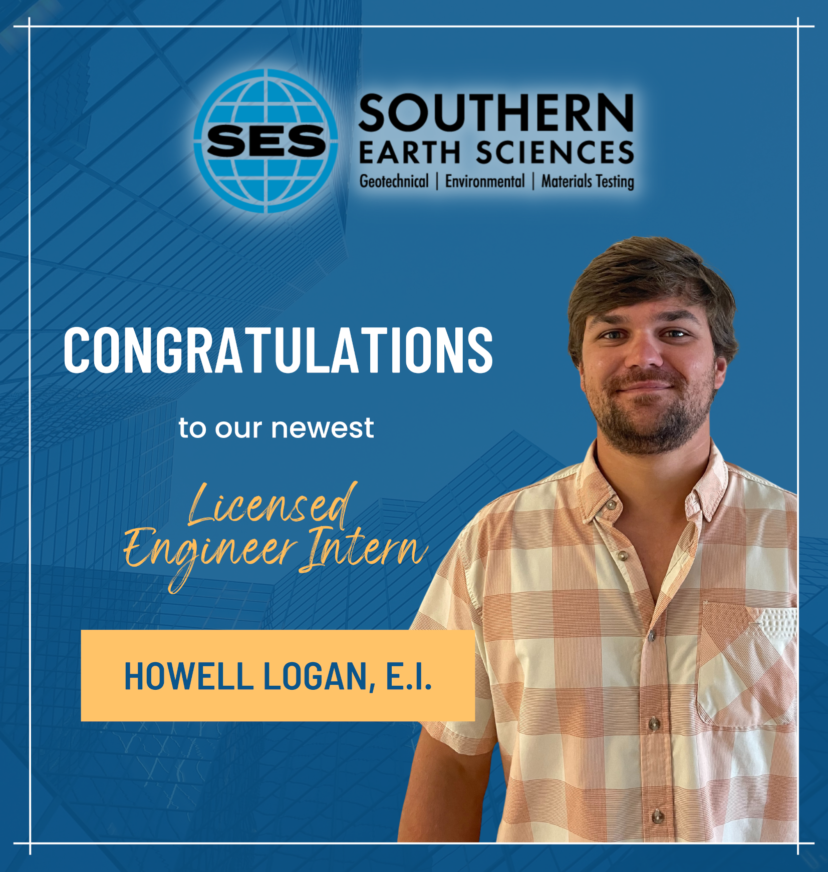 Howell Logan Earns Engineer Intern License