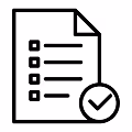Icon of a document with checkboxes and a checkmark in a circle indicating completion.
