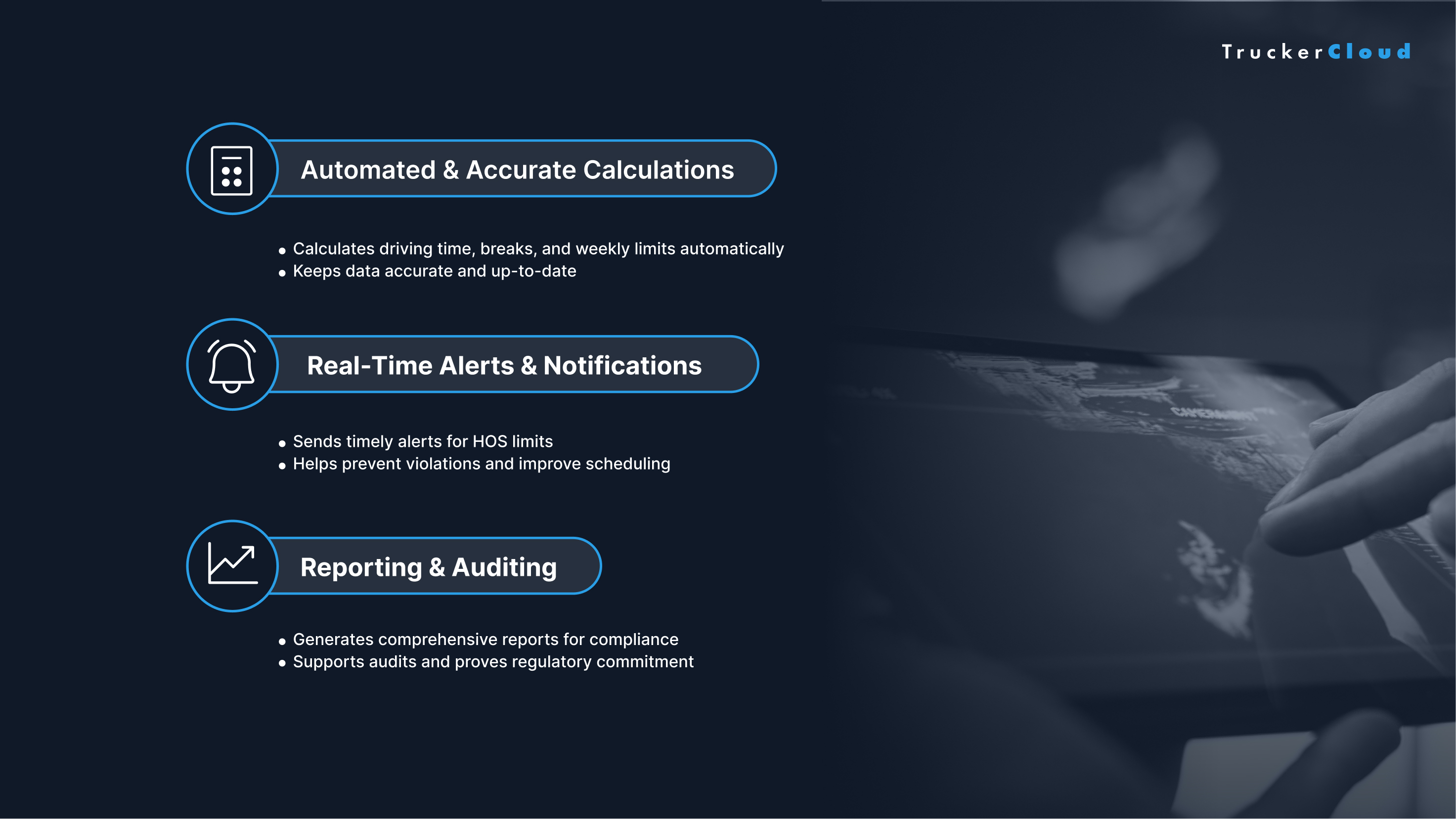 Graphic displaying how telematics simplifies hours of service.