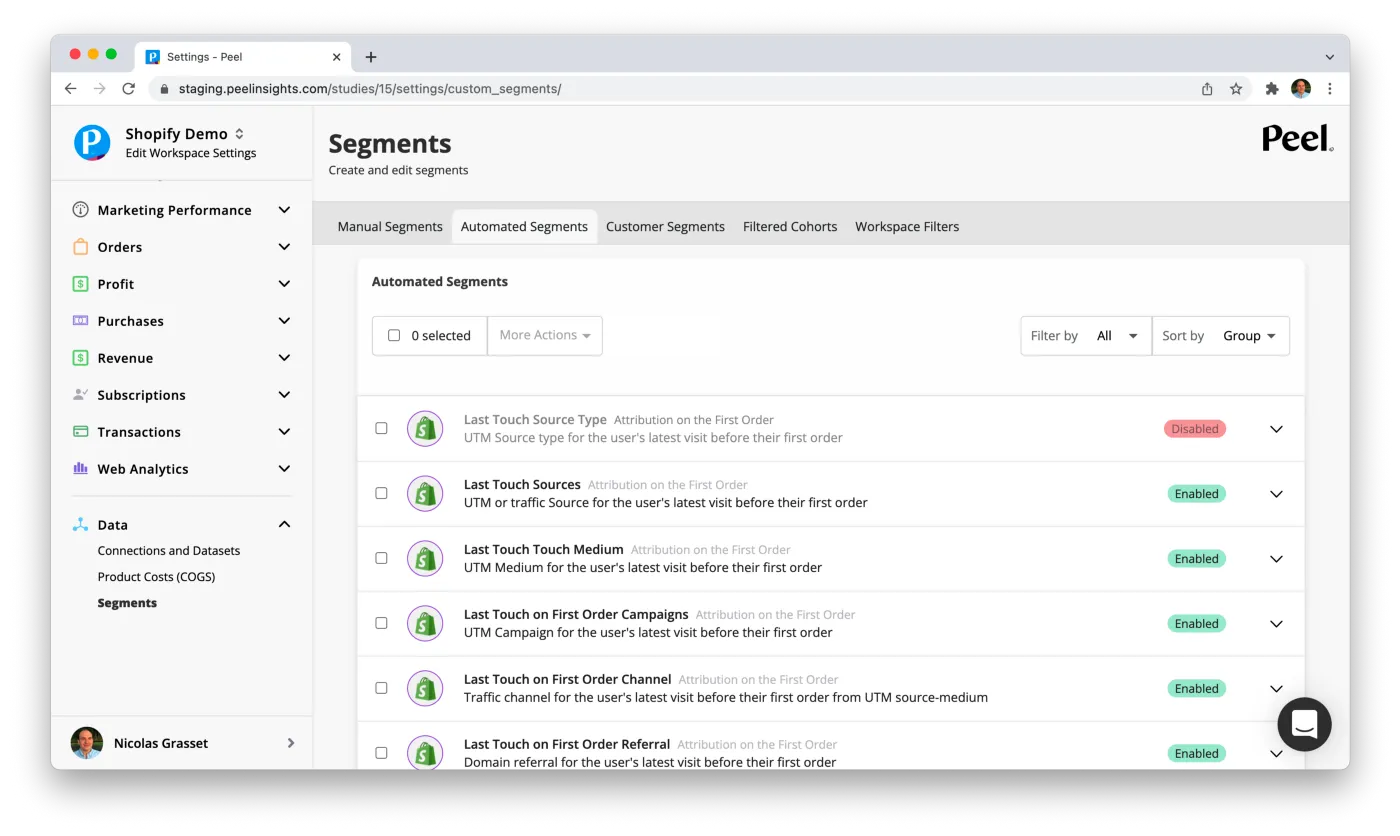 Custom data segmentation