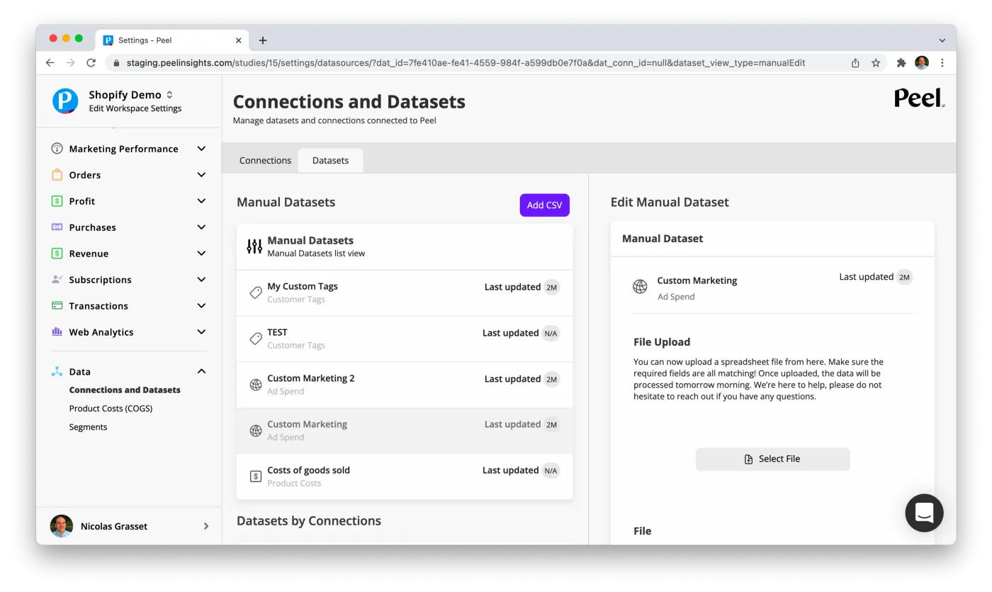 CSV drag and drop for data analytics