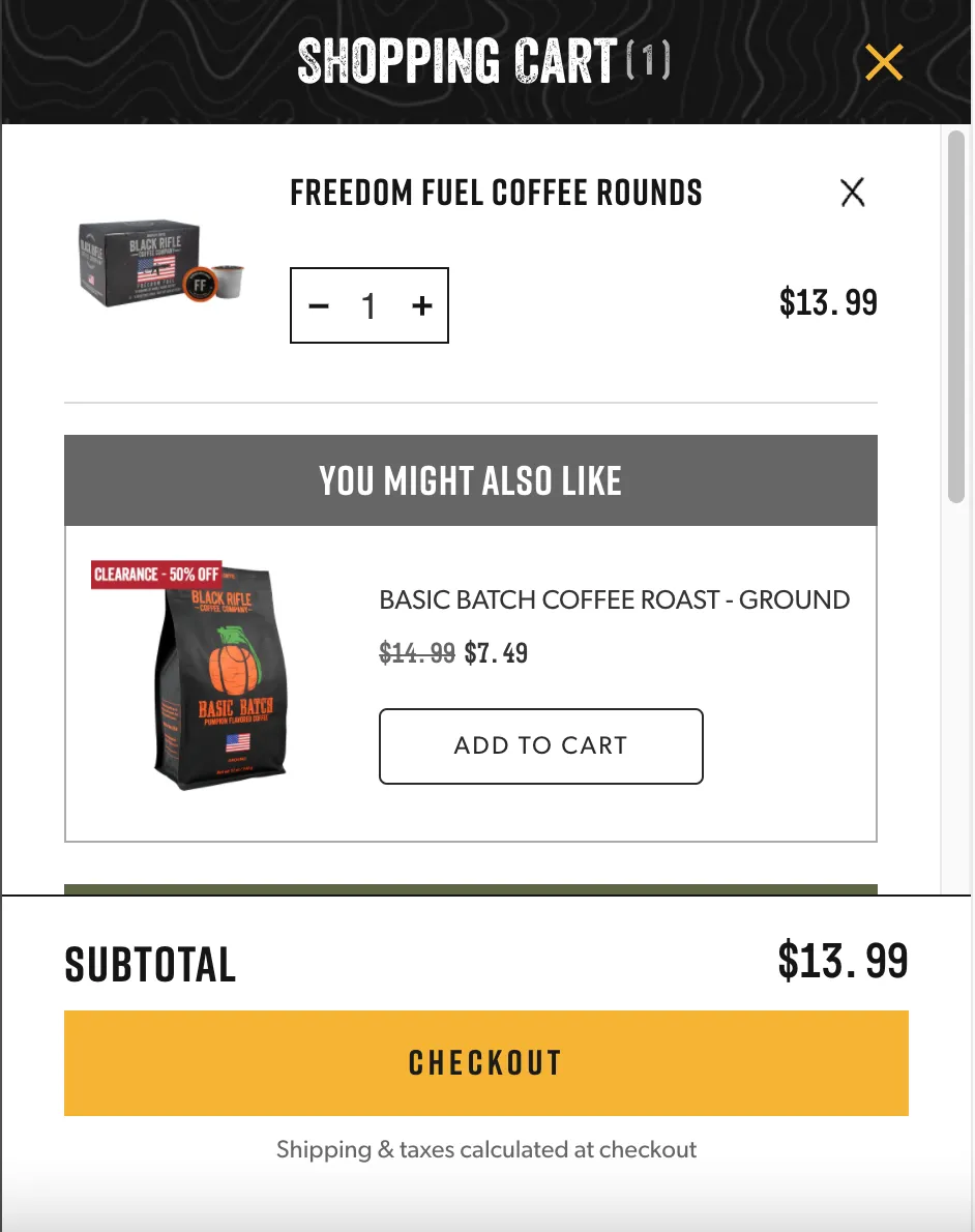 Black Rifle Coffee cross-sell