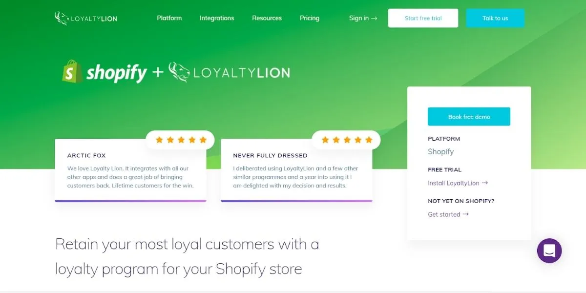 Loyalty Lion Shopify customer loyalty software