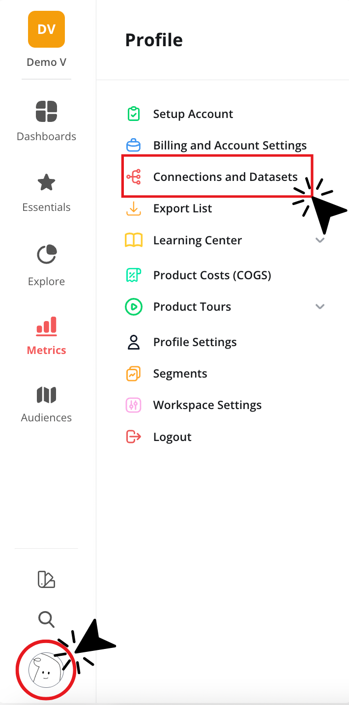 Connections and datasets in Peel