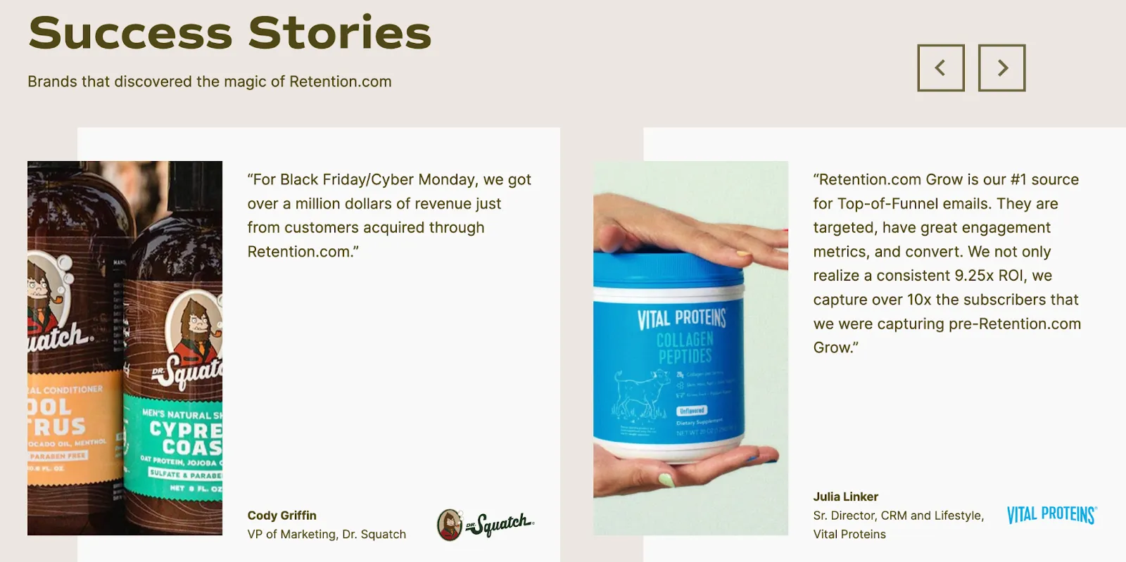 Retention.com success stories with big D2C brands