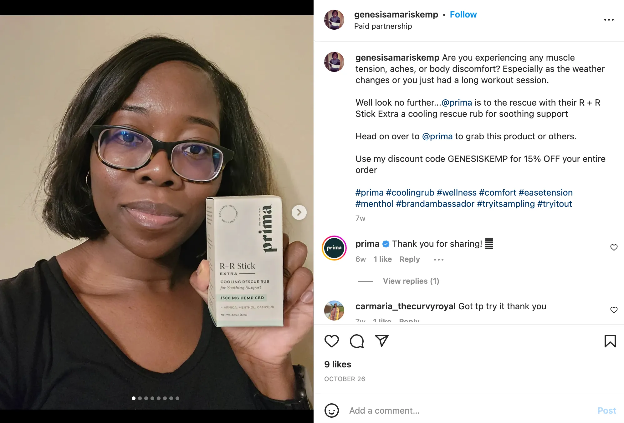 Prima Influencer Campaign measure with ecommerce analytics