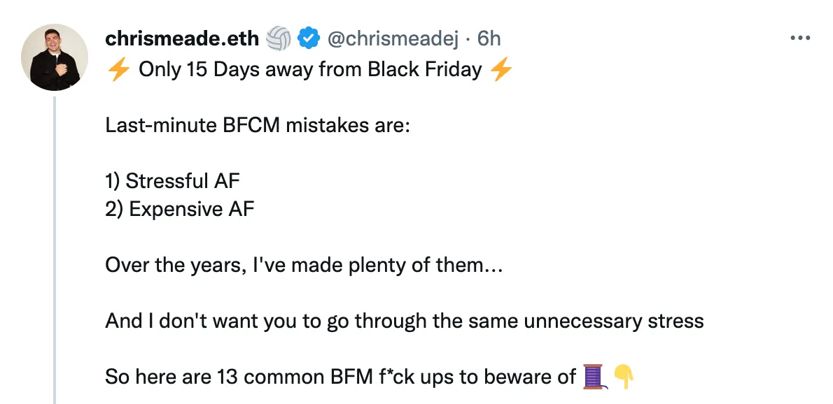 BFCM Twitter advice what not to do