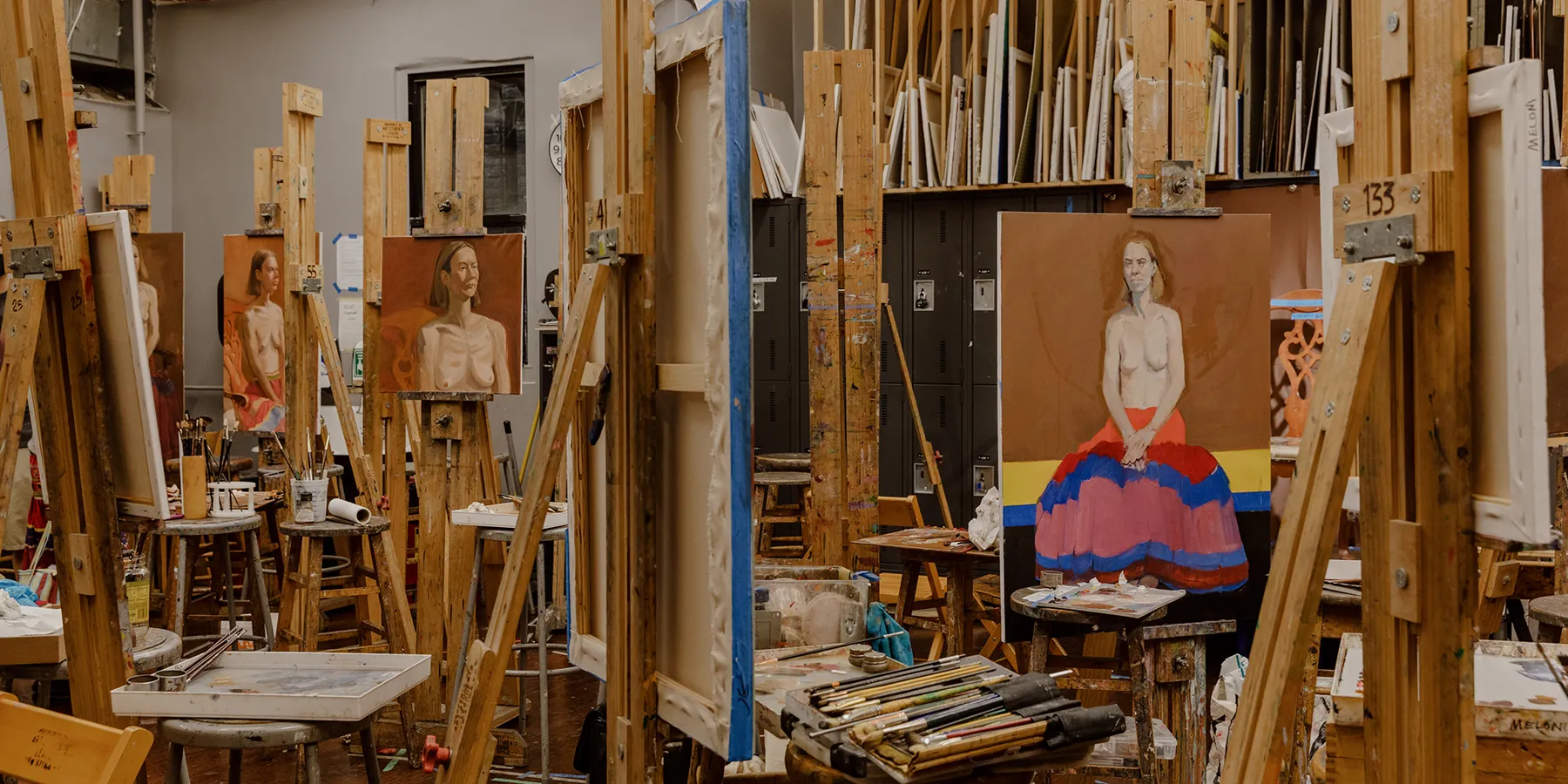 a room with art on the walls