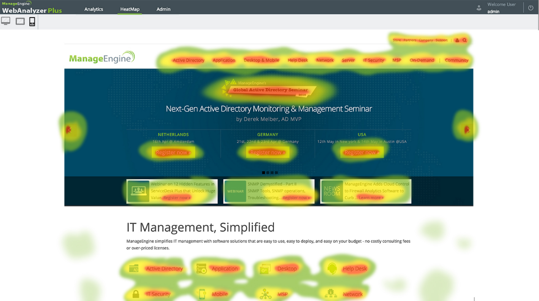 Heatmap tracking of user clicks on a website