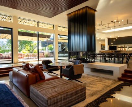 Living area with couch and side chairs