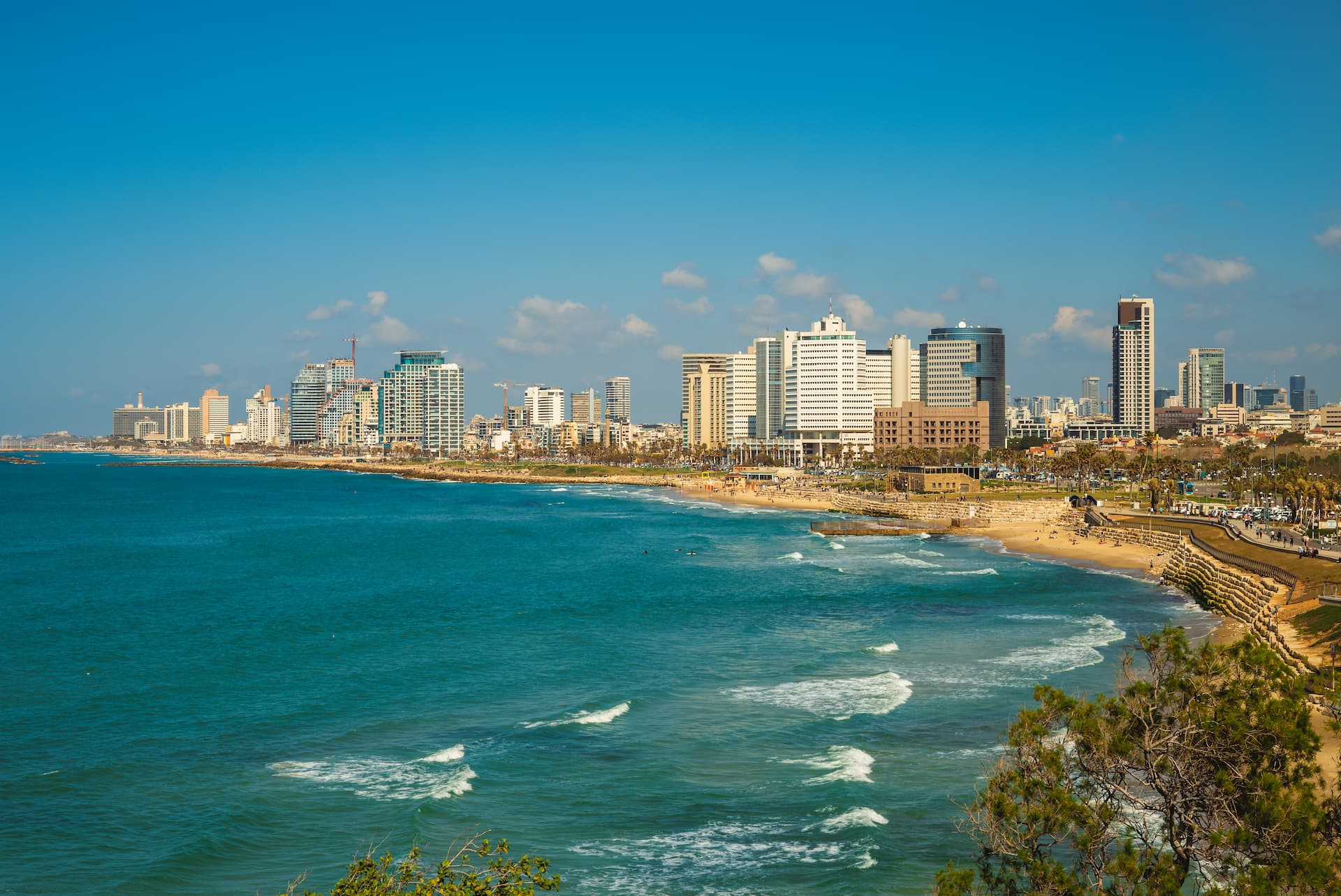 Vista da orla de Tel Aviv, em Israel