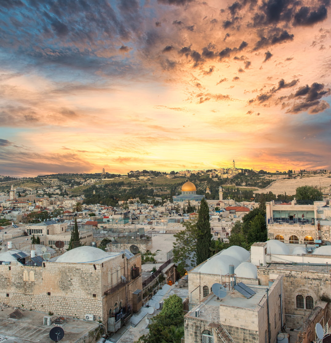 Vista panorâmica de Jerusalém ao pôr do sol