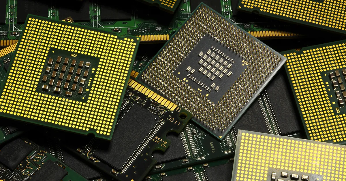 A pile of microchips