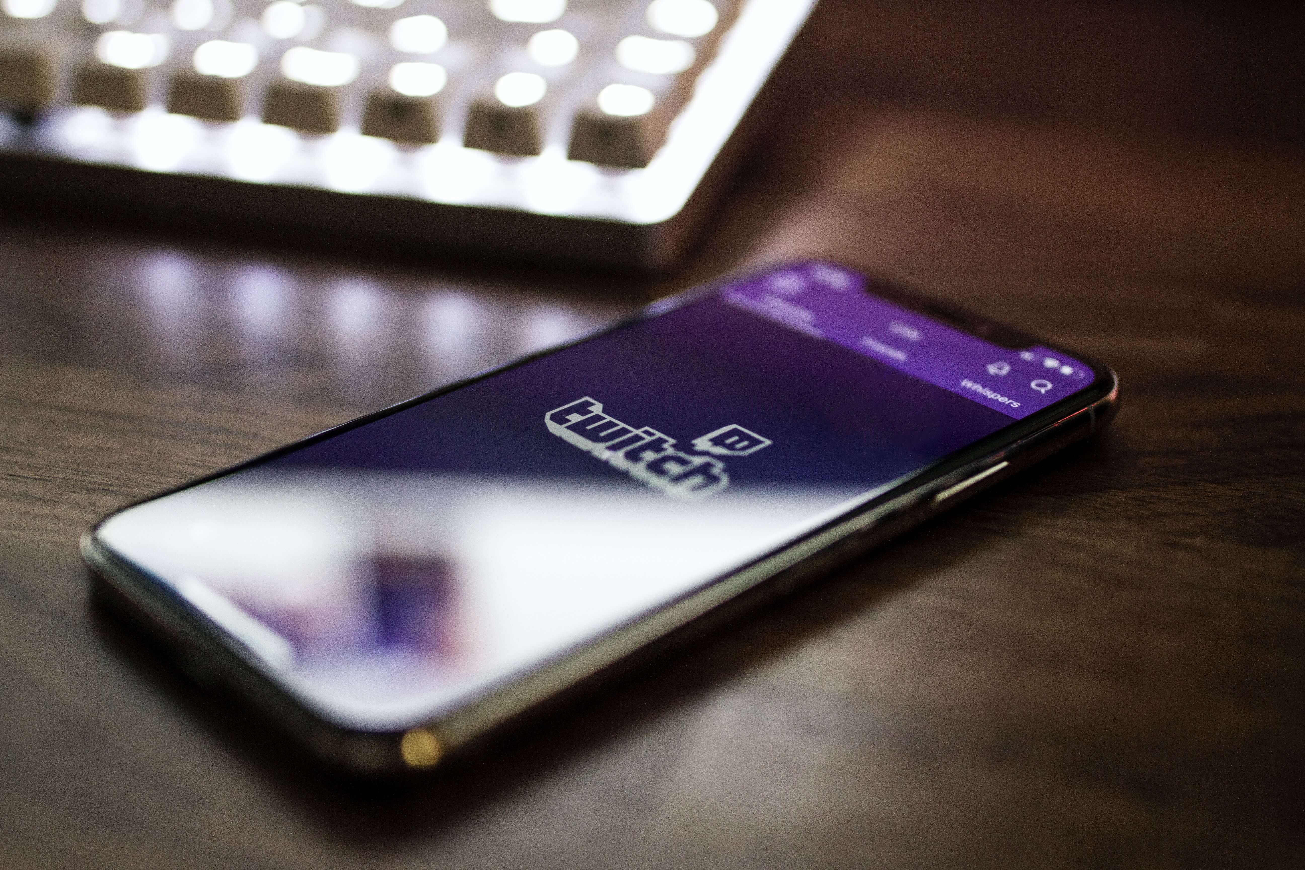mobile device with twitch streaming platform on the screen