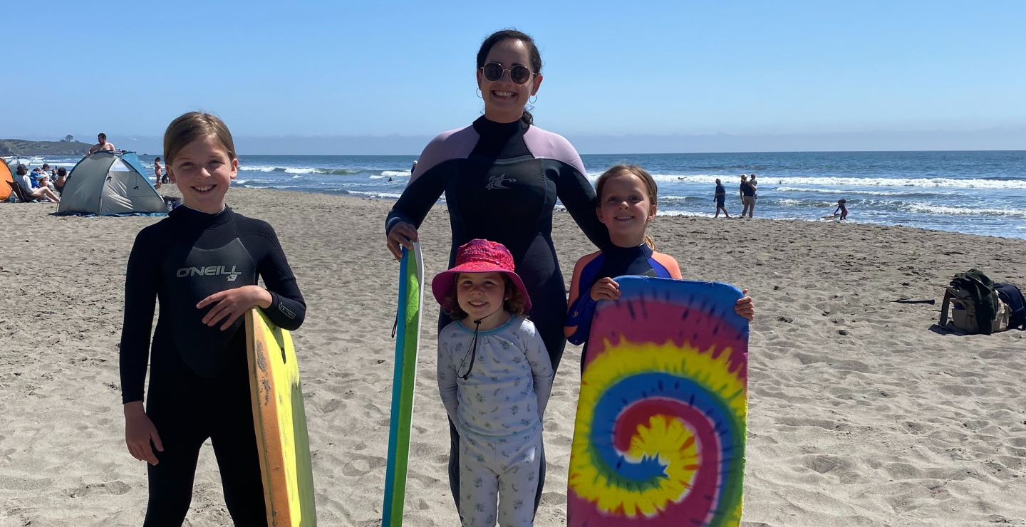 au pair with child at beach in Tampa