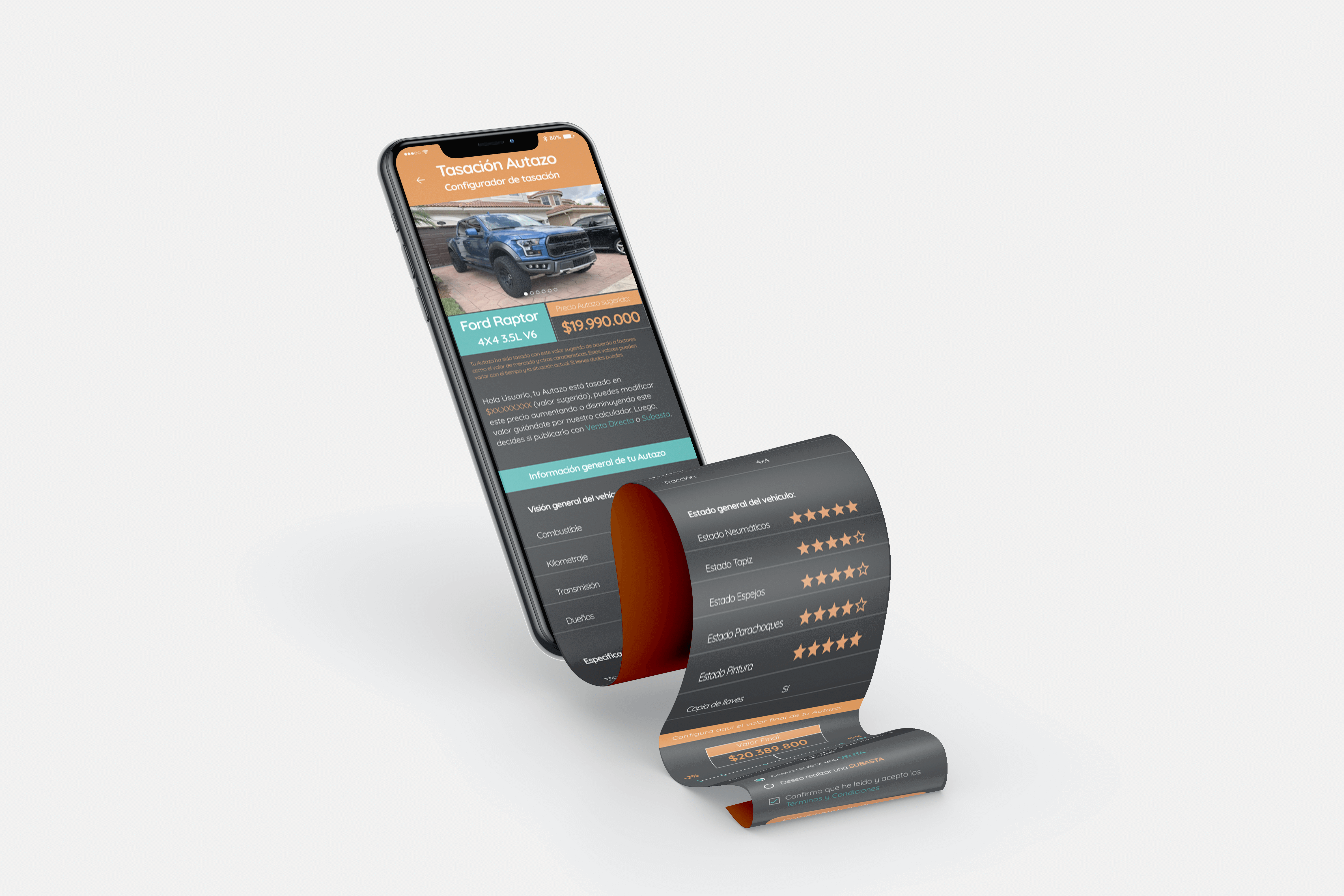 and iphone XS with a long screen showing some Autazo screens