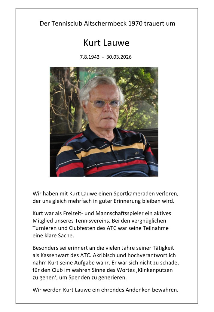 Nachruf Kurt Lauwe