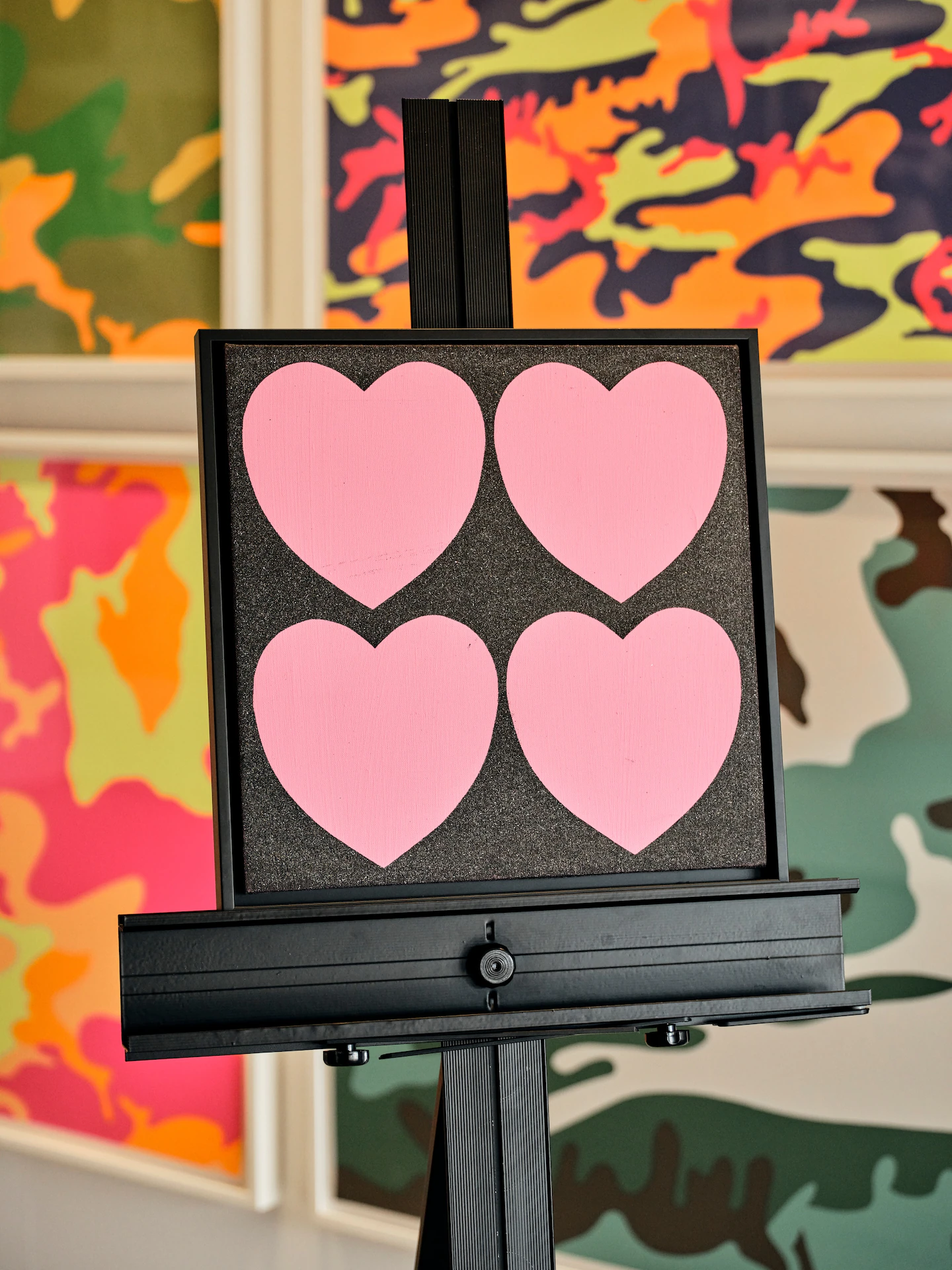 Warhol's “Four Hearts,” 1983, is another canvas Rivlin rescued. (Philip Cheung/For The Washington Post)