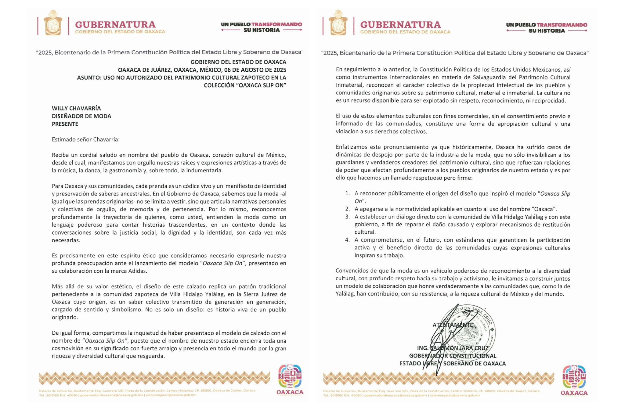 Carta de Salomón a Willy Chavarría 