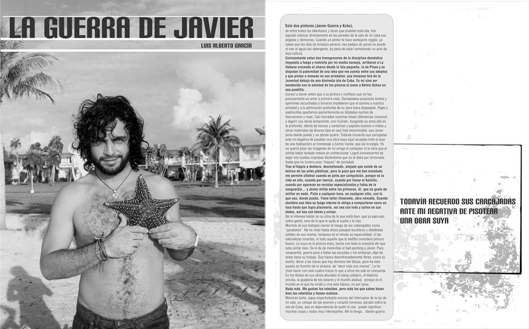 Double-page spread from the only issue of TAlento magazine. A monograph dedicated to himself—and one of his great obsessions. The second issue was going to be about Los Van Van. It would’ve been an enormous project, one of the most important of my career