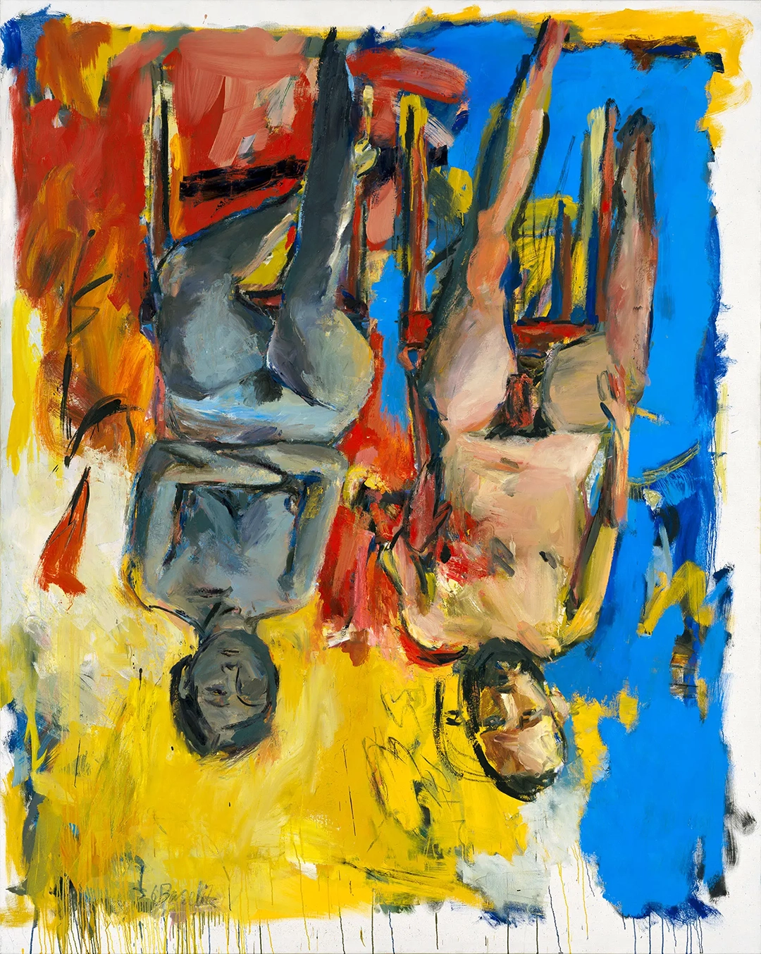 Schlafzimmer (Bedroom), 1975. Oil and charcoal on canvas, 98½ × 78¾ inches. Georg Baselitz Treuhandstiftung.
