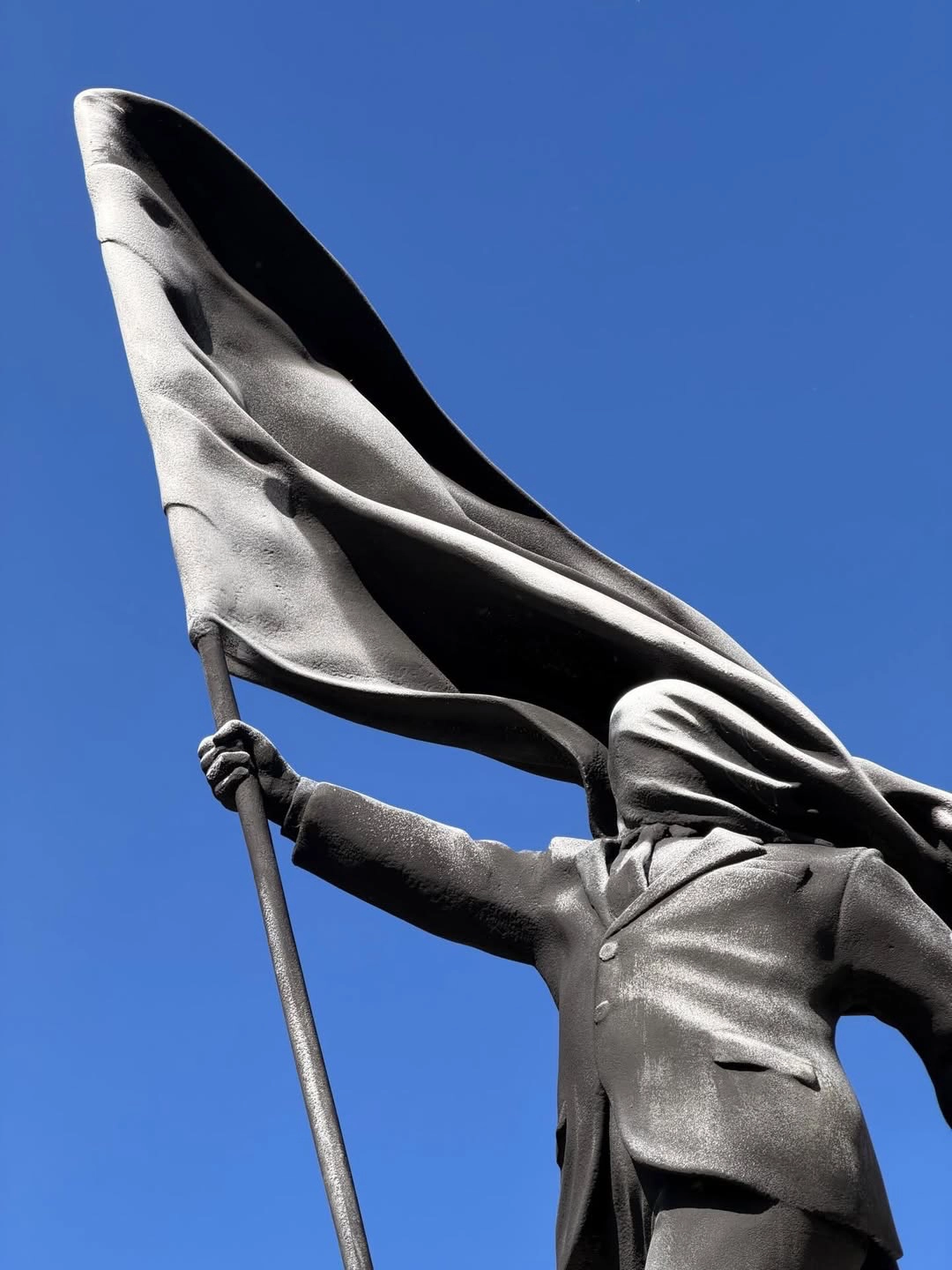 The flag carries no colour, no identifiable symbols.