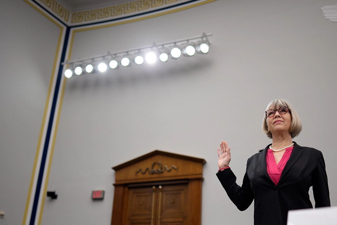 National Museum of American History Director Dr. Anthea Hartig is sworn in during a congressional oversight hearing in Washington, DC.