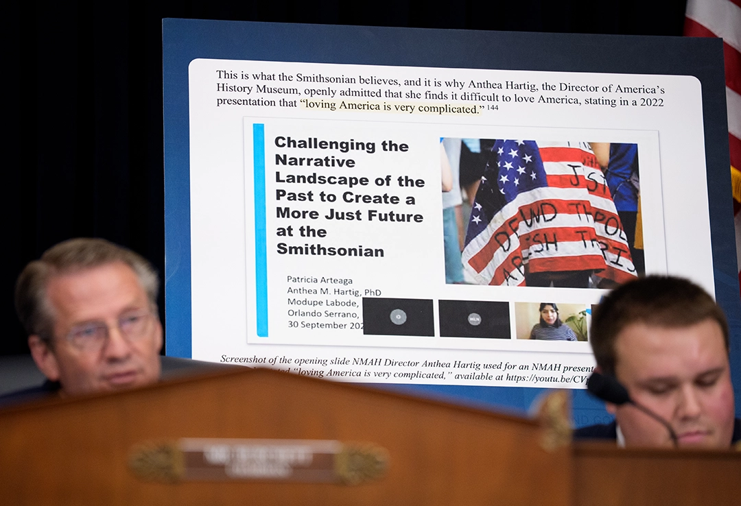 Chairman Rep. Tim Burchett displays a quote from Dr. Anthea Hartig during a congressional oversight hearing in Washington, DC.