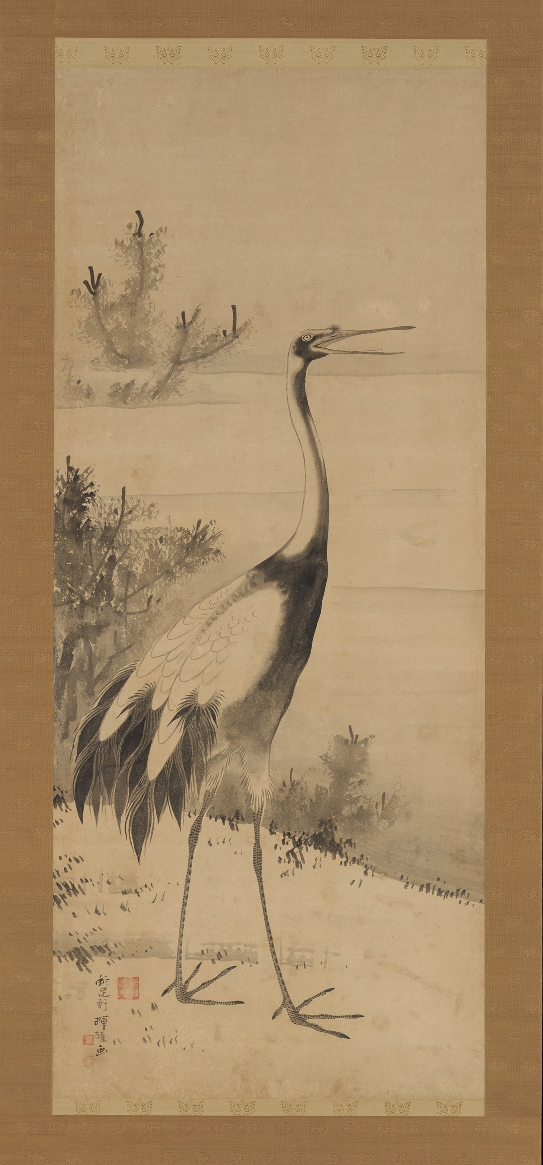 g\_01: Soga Shōhaku (1730–1781), Cranes, ca. 1760, ink on paper, hanging scroll, 134 × 56 cm, The Metropolitan Museum of Art, New York.