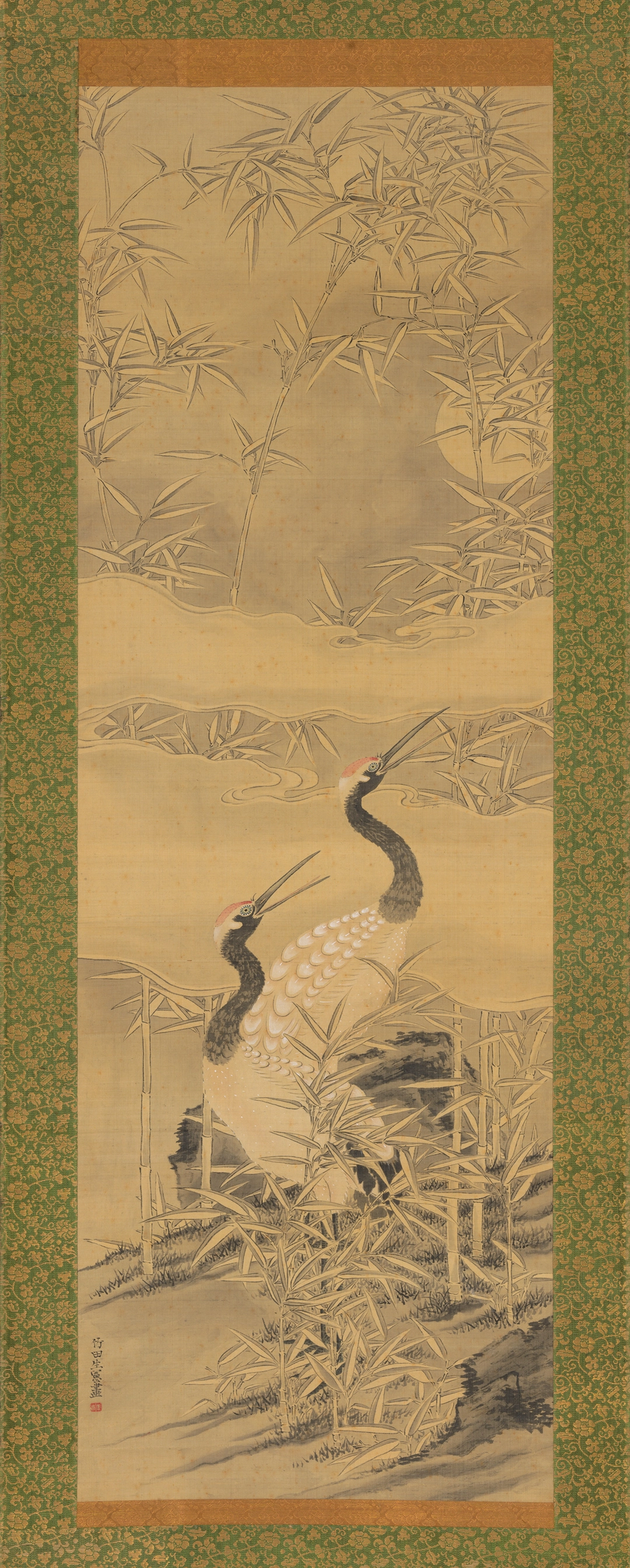 g\_03: Tanomura Chikuden (1777–1835), Pair of Cranes in Bamboo Grove, ca. early 1830s, hanging scroll, ink and color on silk, 108.6 × 36.4 cm, The Metropolitan Museum of Art, New York.