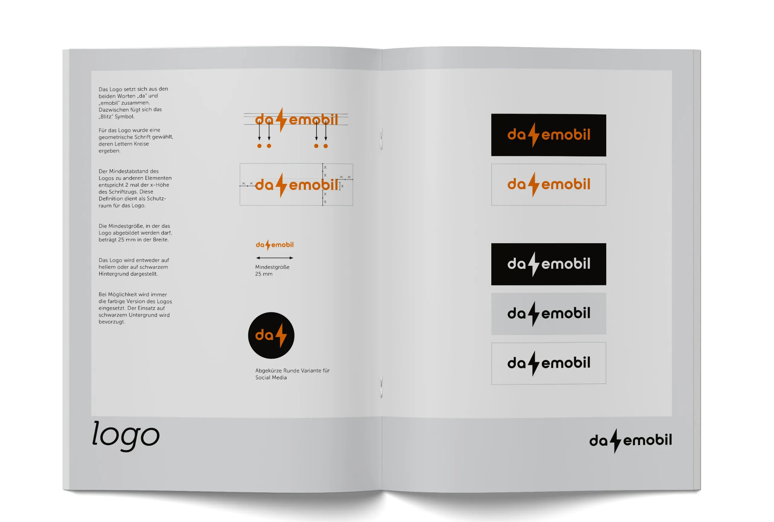 da emobil CD-Manual: Logo-Varianten auf Hell und Schwarz