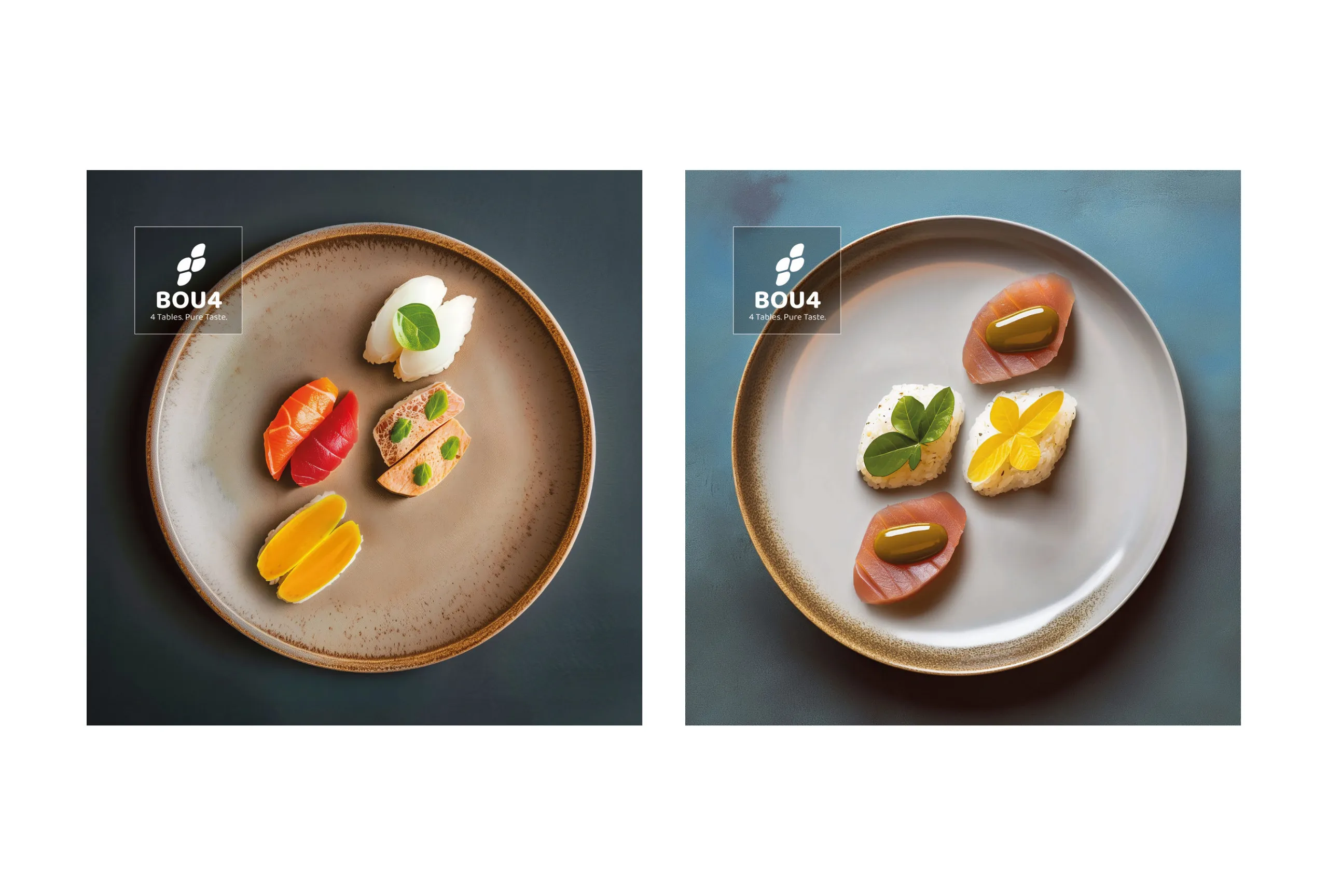 BOU4 Sujets: zwei Teller mit Fine-Dining-Kreationen