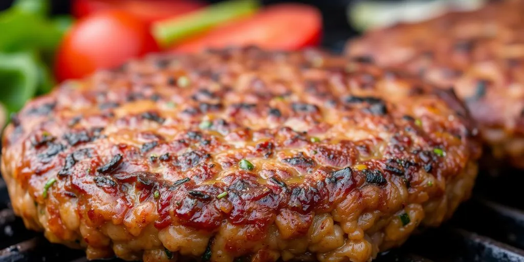 Plant-based burger patty on a grill