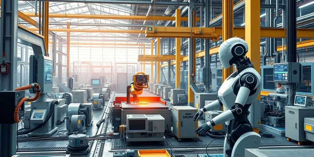 AI-driven machinery in a futuristic factory