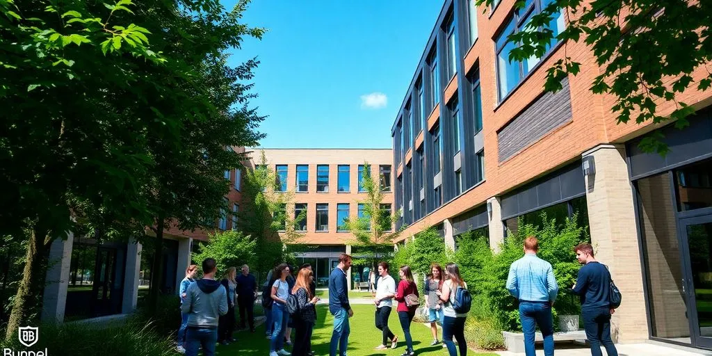 Students at Brunel University London enjoying campus life.