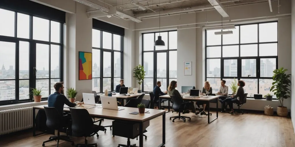 Team brainstorming in a modern office space