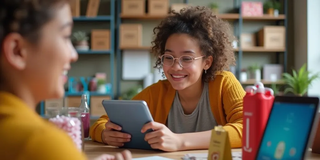 Entrepreneur using tablet for TikTok and Shopify integration.