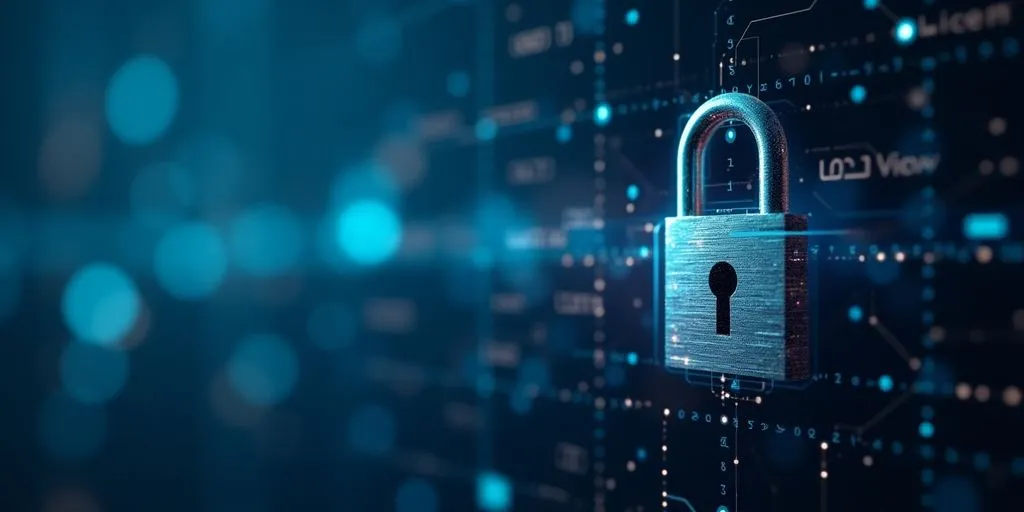 Close-up of a secure lock on a digital background.