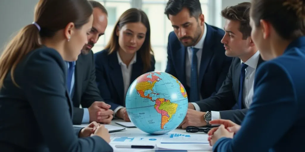 Professionals discussing global finance and debt recovery strategies.