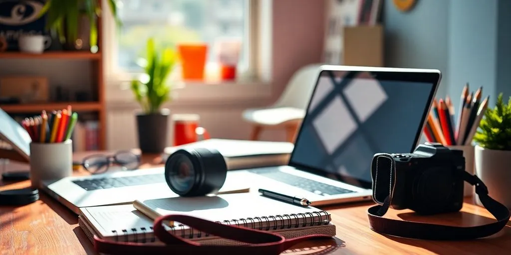 A creative workspace for content marketing activities.