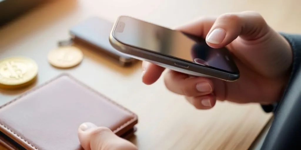 Person making a digital payment with a smartphone.