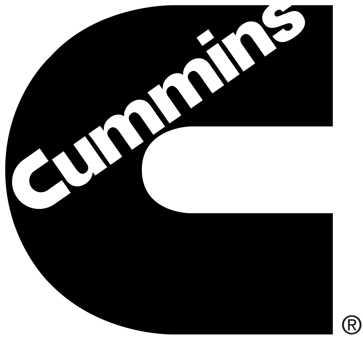 Cummins company logo in bold black letters with a stylized 'C'.