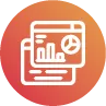 Icon of two overlapping charts, one bar graph and one pie chart, representing data integration.